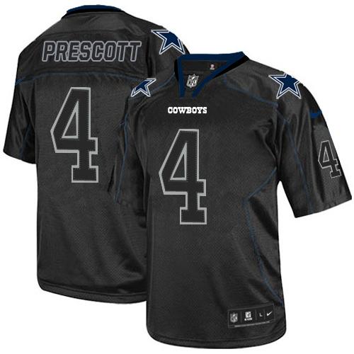 Nike Cowboys #4 Dak Prescott Lights Out Black Men's Stitched NFL Elite Jersey - Click Image to Close